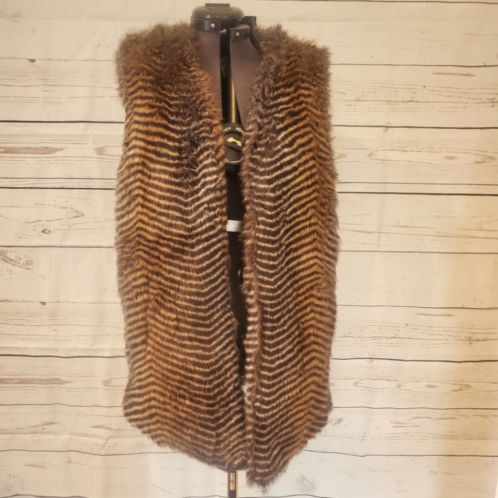 Faux Fur Vest, S/M, Animal Print